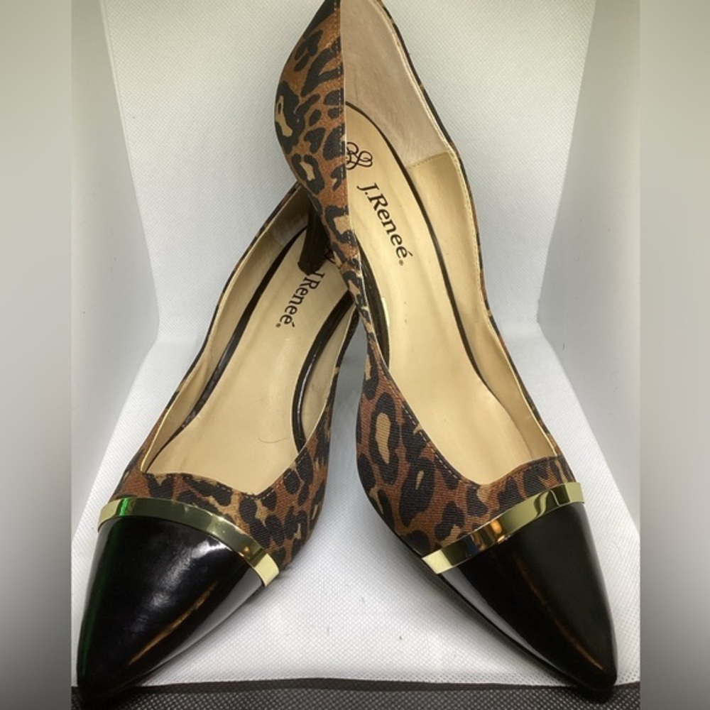 J. RENNE LEOPARD HEELS